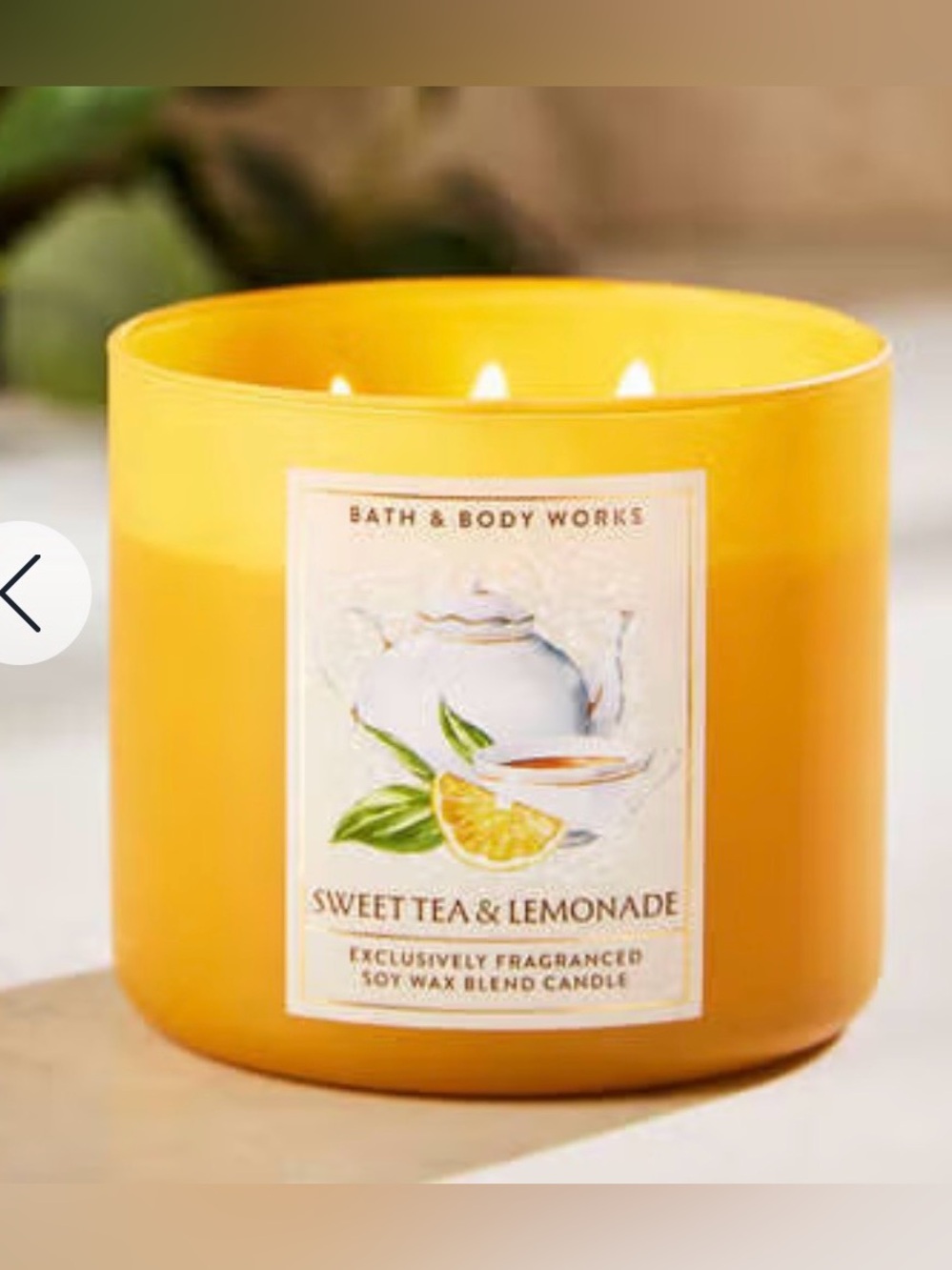 Bath & Body Works Sweet Tea & Lemonade -  3-Wick Candle